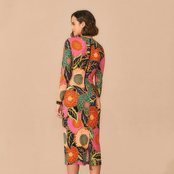 Farm Rio Black Vintage Garden Long Sleeve Midi-Dress (Size XL/NWT) - Picture 2 of 11